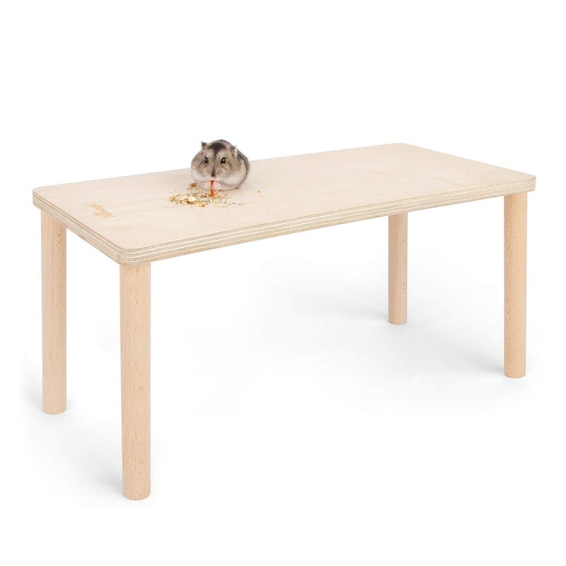 Niteangel Hamster Play Wooden Platform for Putting Small Animal's Food Bowl Drinking Bottle and Other cage Accessories (Rectangle - 7" Height) - Image 1